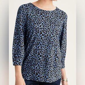 J. Jill Ponte Knit Blouse Blue XLT NWT IN PACKAGE